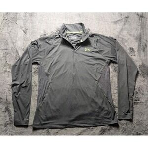 Under Armour Long Sleeve 1/4 Zip Athletic Fitted Shirt Mens Sz XL Gray ISO Chill